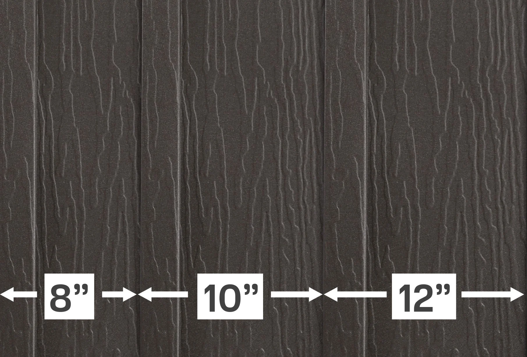 Close-up of a dark brown wood wall with vertical planks, showing wood grain texture and water streaks.