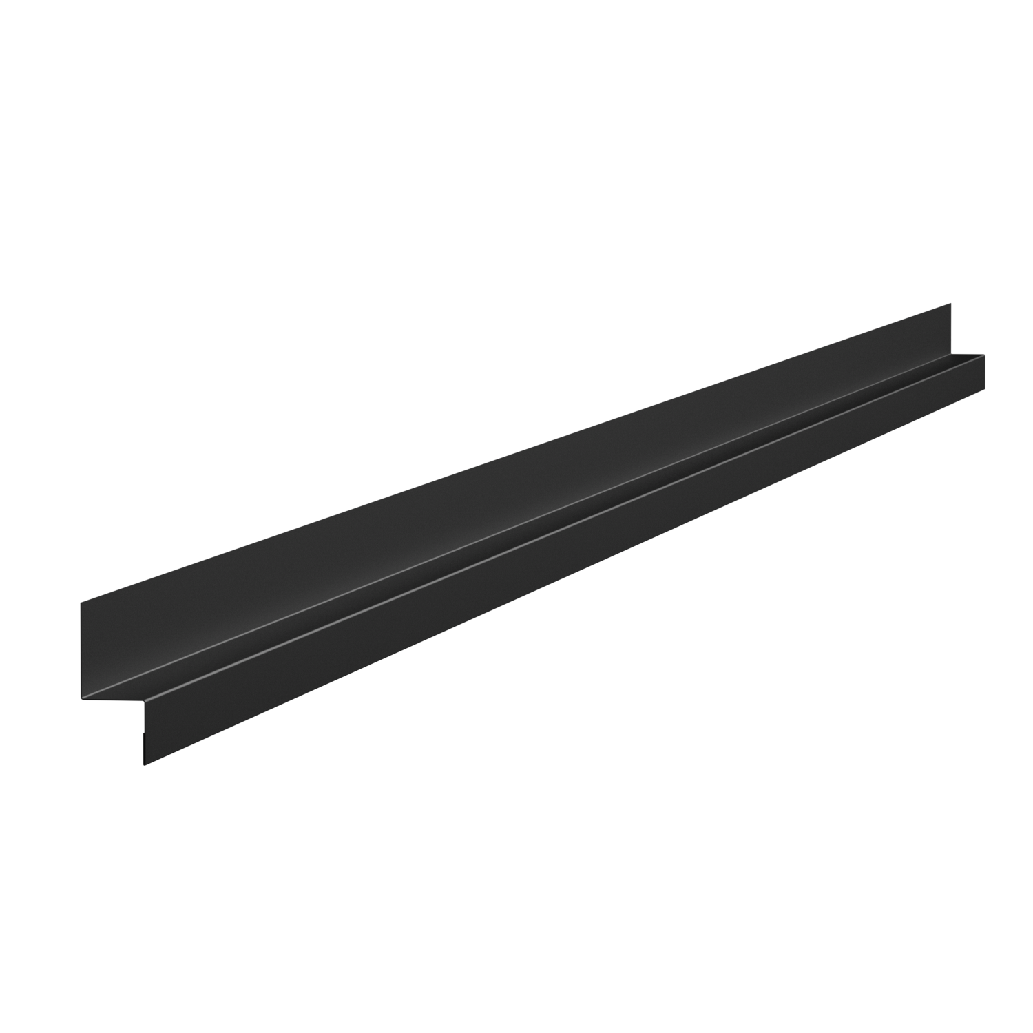 A black metal rail with a smooth, shiny finish and a straight design