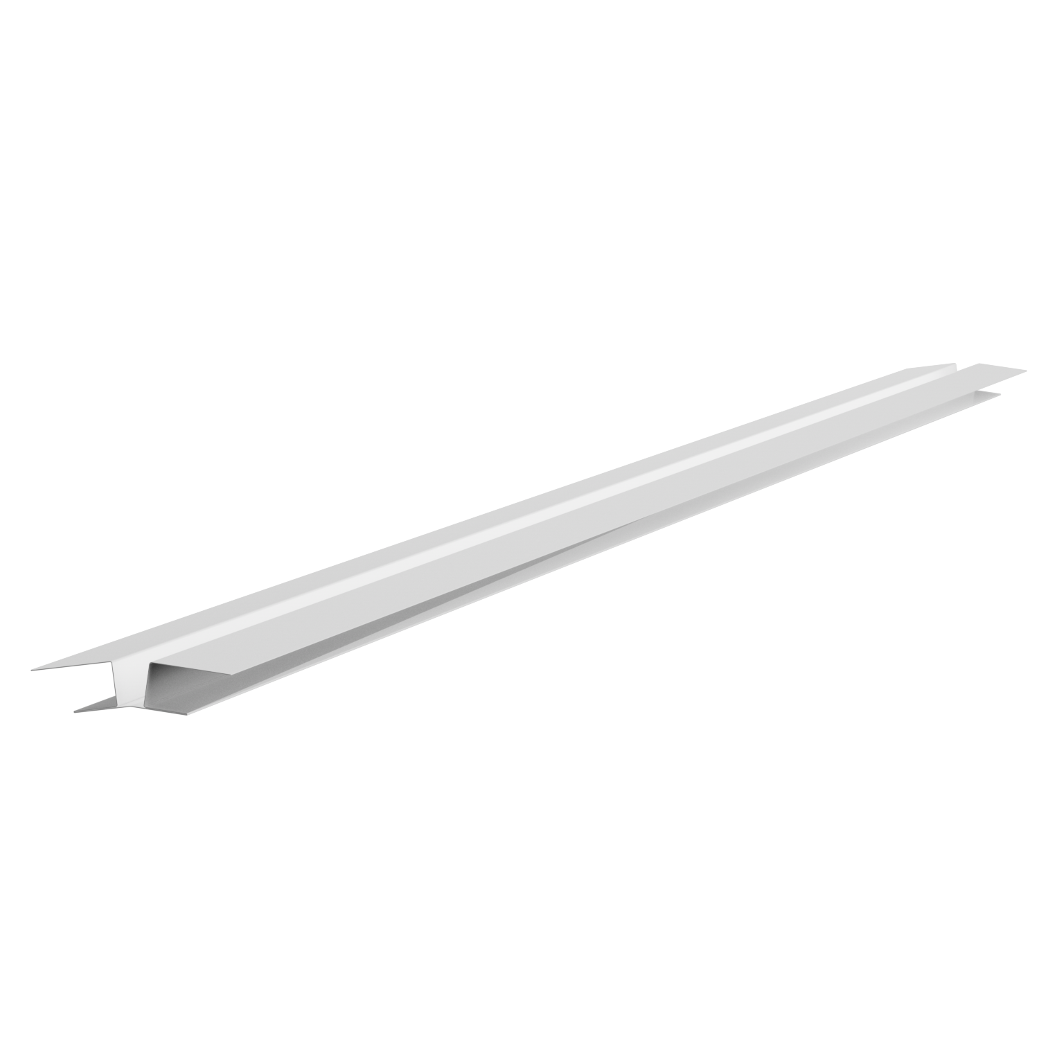 A sleek, modern spaceship with a long, narrow shape and a white exterior against a black background with purple accents.
