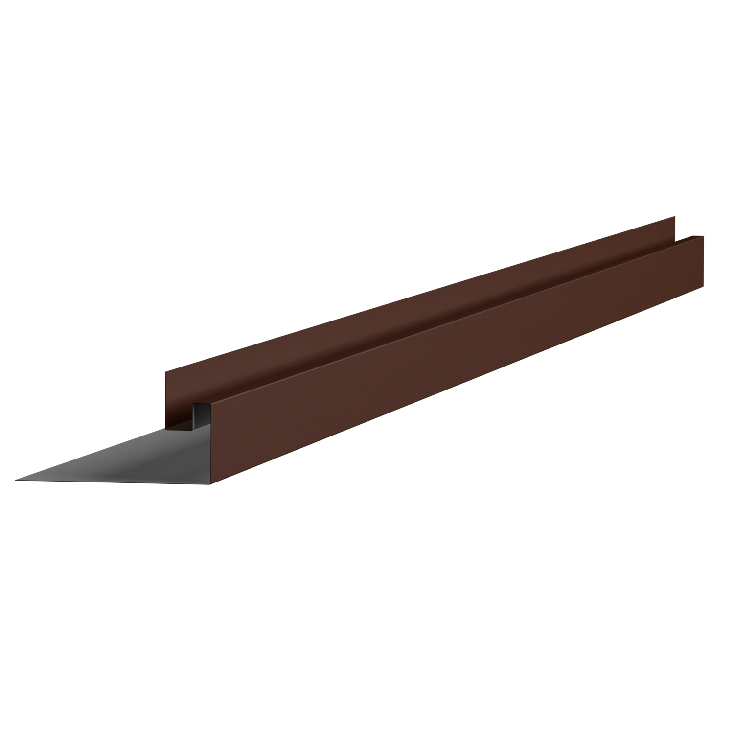 A close-up of a metal corner guard with a brown finish, designed to protect walls from damage.