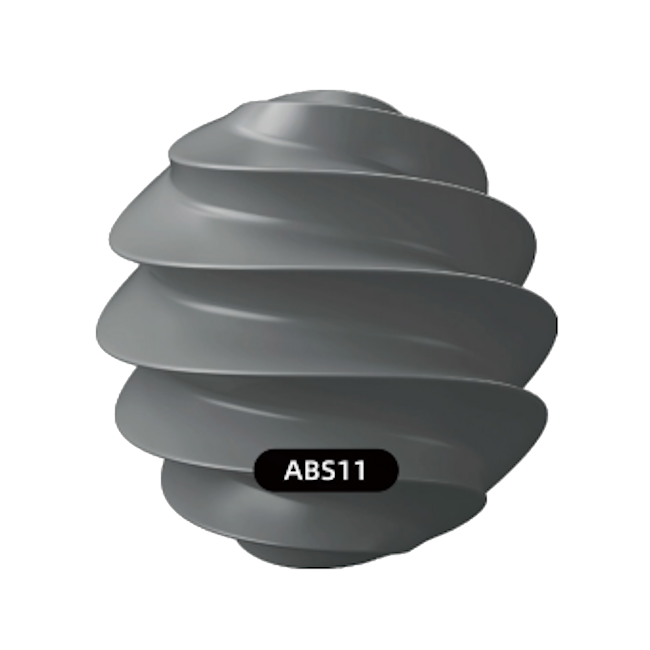 Gray interlocking plastic gears labeled ABS11 against a white background.