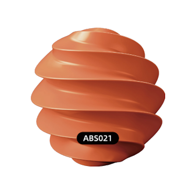 A large, smooth, brownish-orange abstract spiral sculpture with layered, curved sections.