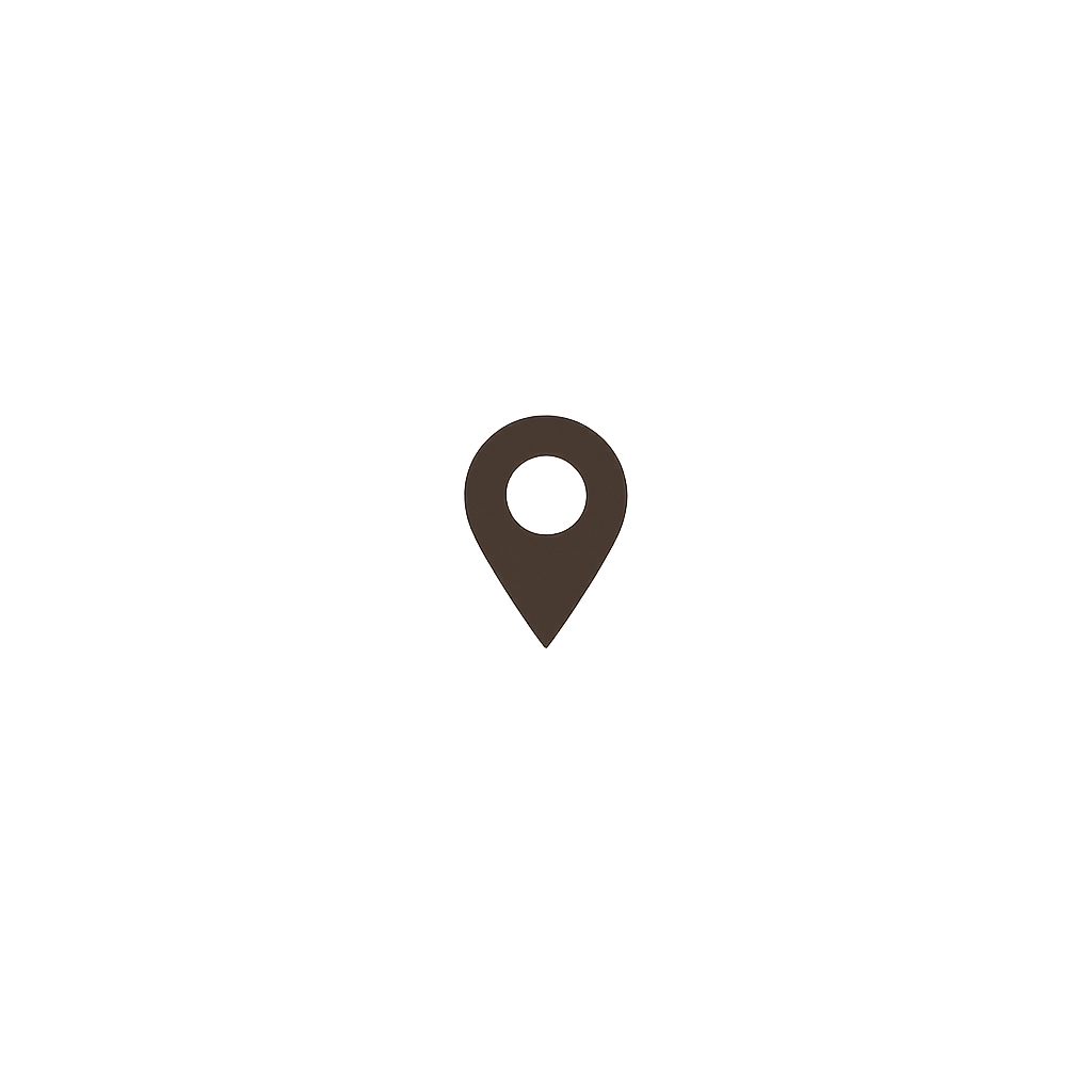 Black background with white dots resembling stars and a location pin icon in the center.