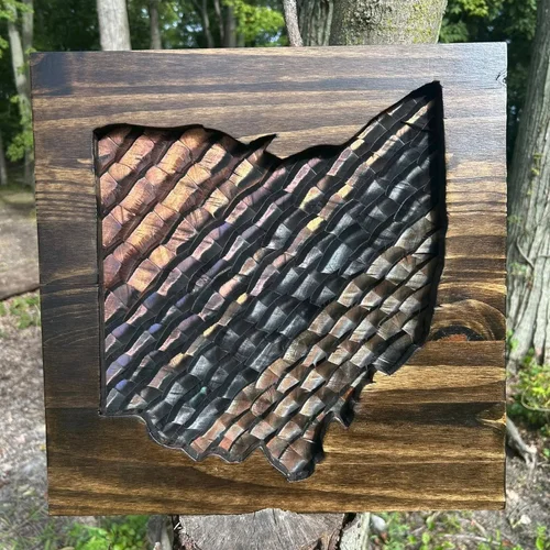 Ohio state turkey feather art frame