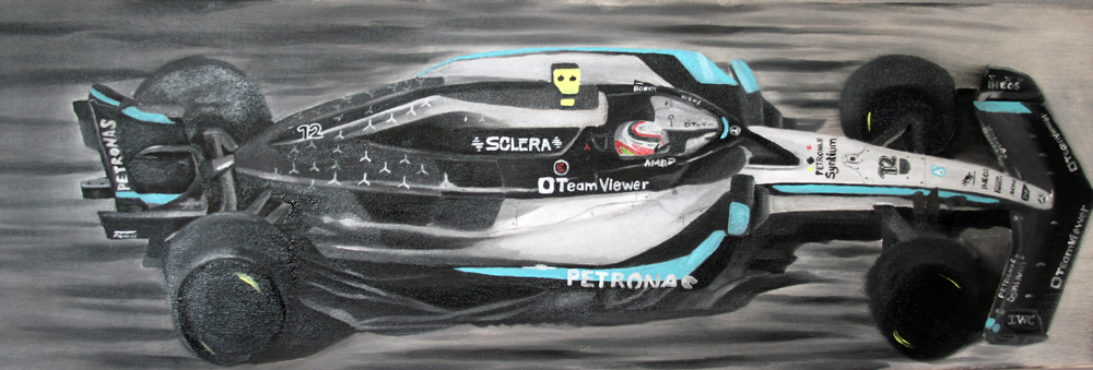 Oil painting of Number 12 Kimi Antonelli's Mercedes Formula 1 W16