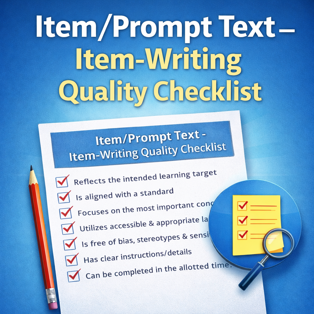 Item/Prompt Text – Item-Writing Quality Checklist