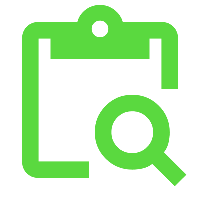 Icon Audit - Klemmbrett mit Lupe