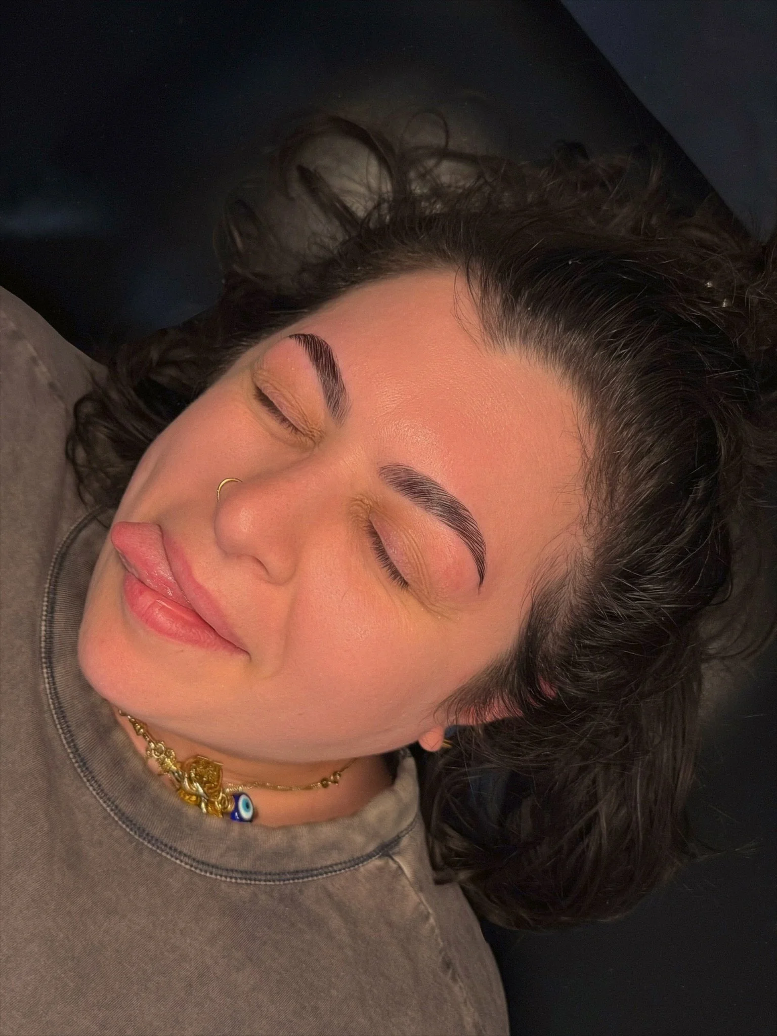 I took her brow virginity 🤭

Service: Brow Lami, Tint &amp; Wax :)

@browcode cystamine system &amp; brow code tint in light brown and graphite to neutralize :) 

Marina trusted me with her brows (scaryyy) for her FIRST TIME getting them professiona