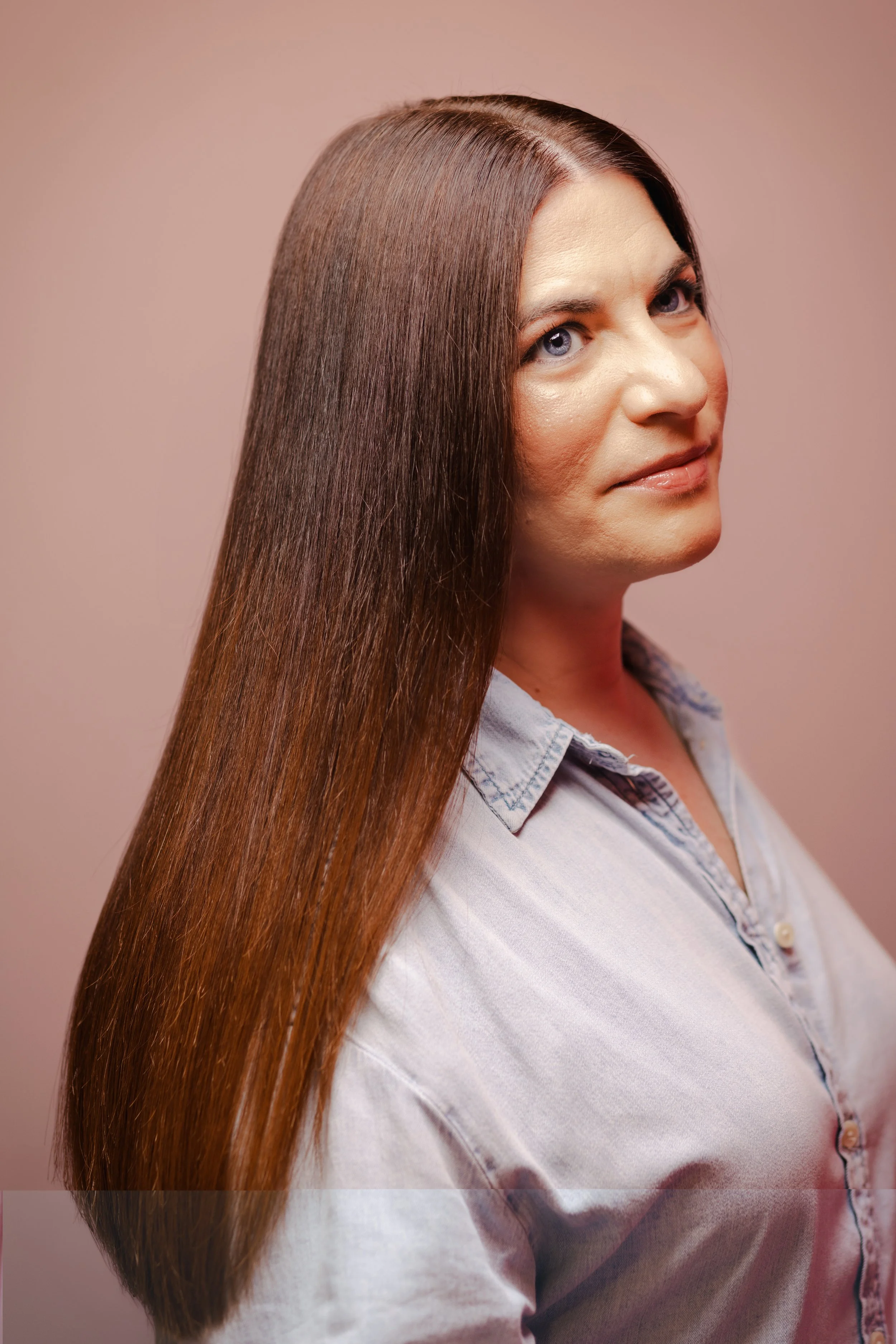 rich brunette single process color by Ebony Sims, Union Beauty salon, Park Slope, Brooklyn.
