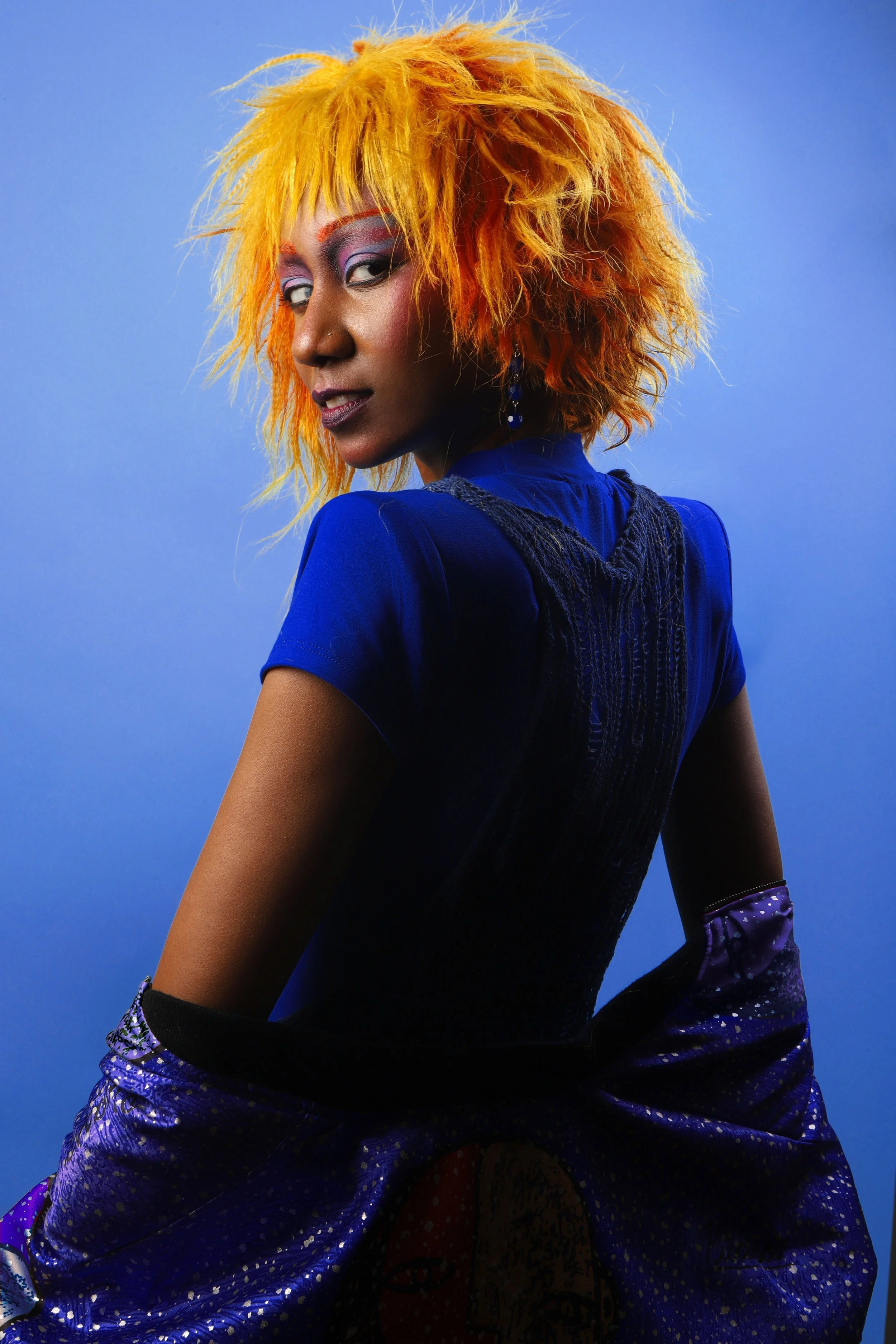 Vibrant orange fantasy color transformation by Ebony Sims, Union Beauty salon, Park Slope, Brooklyn.