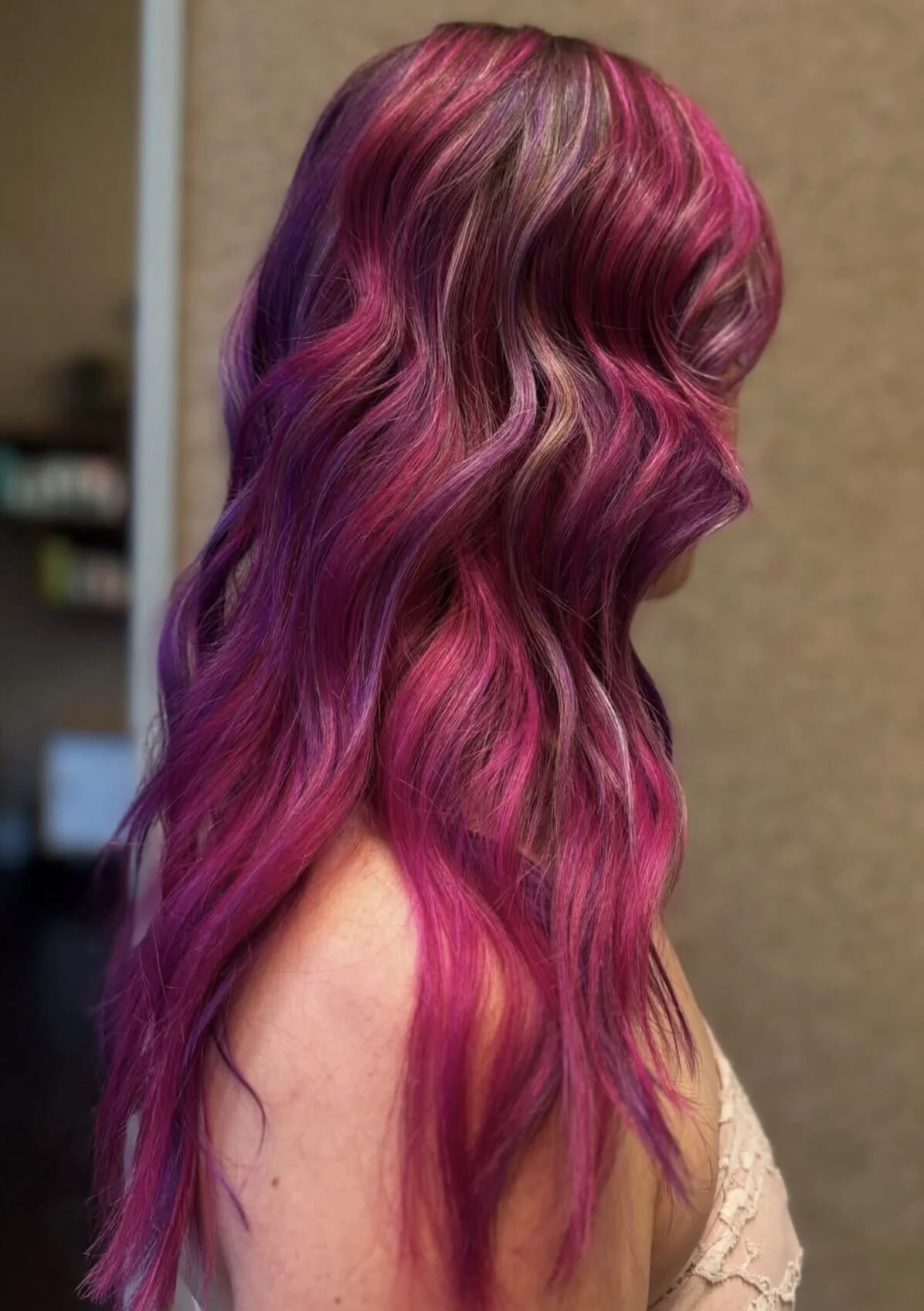 customized fuchsia fantasy color transformation by Lily Ringler, Union Beauty salon, Park Slope, Brooklyn.