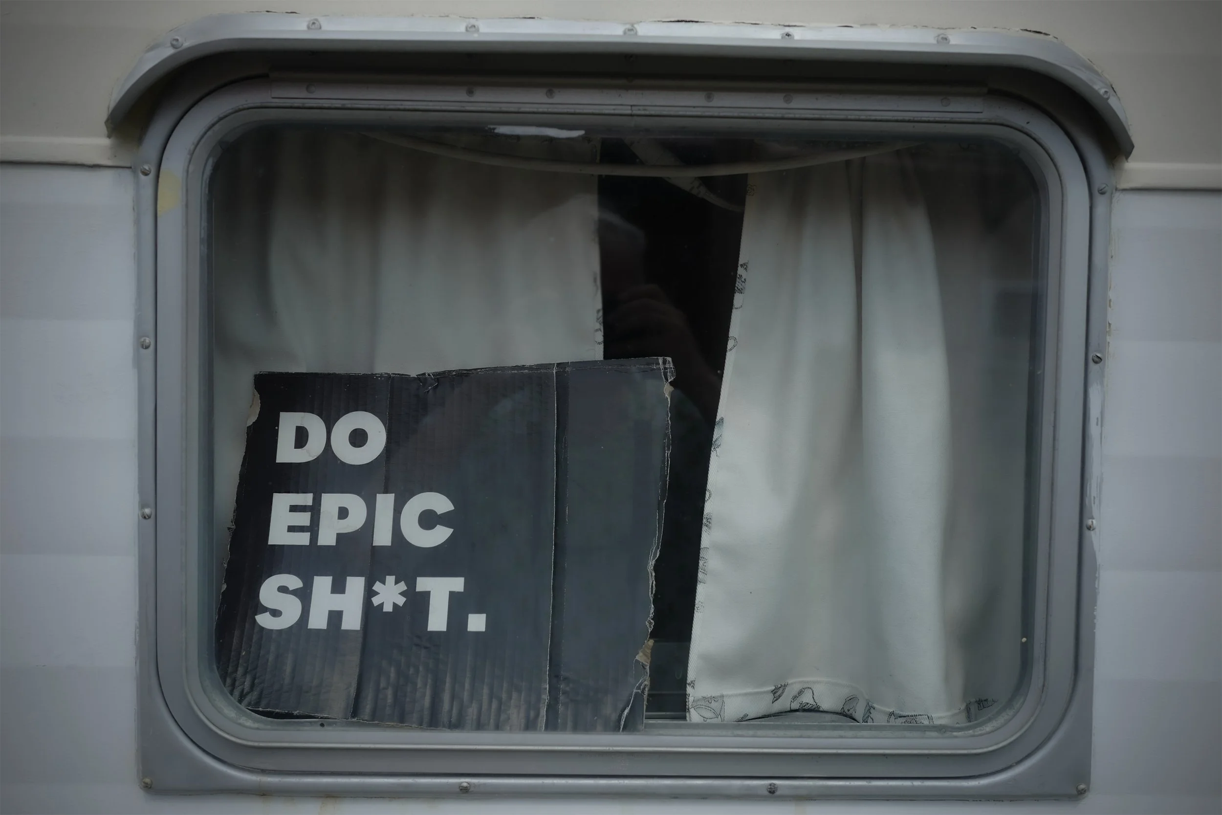 On an old trailer off a side street in Yellow Pine. 
