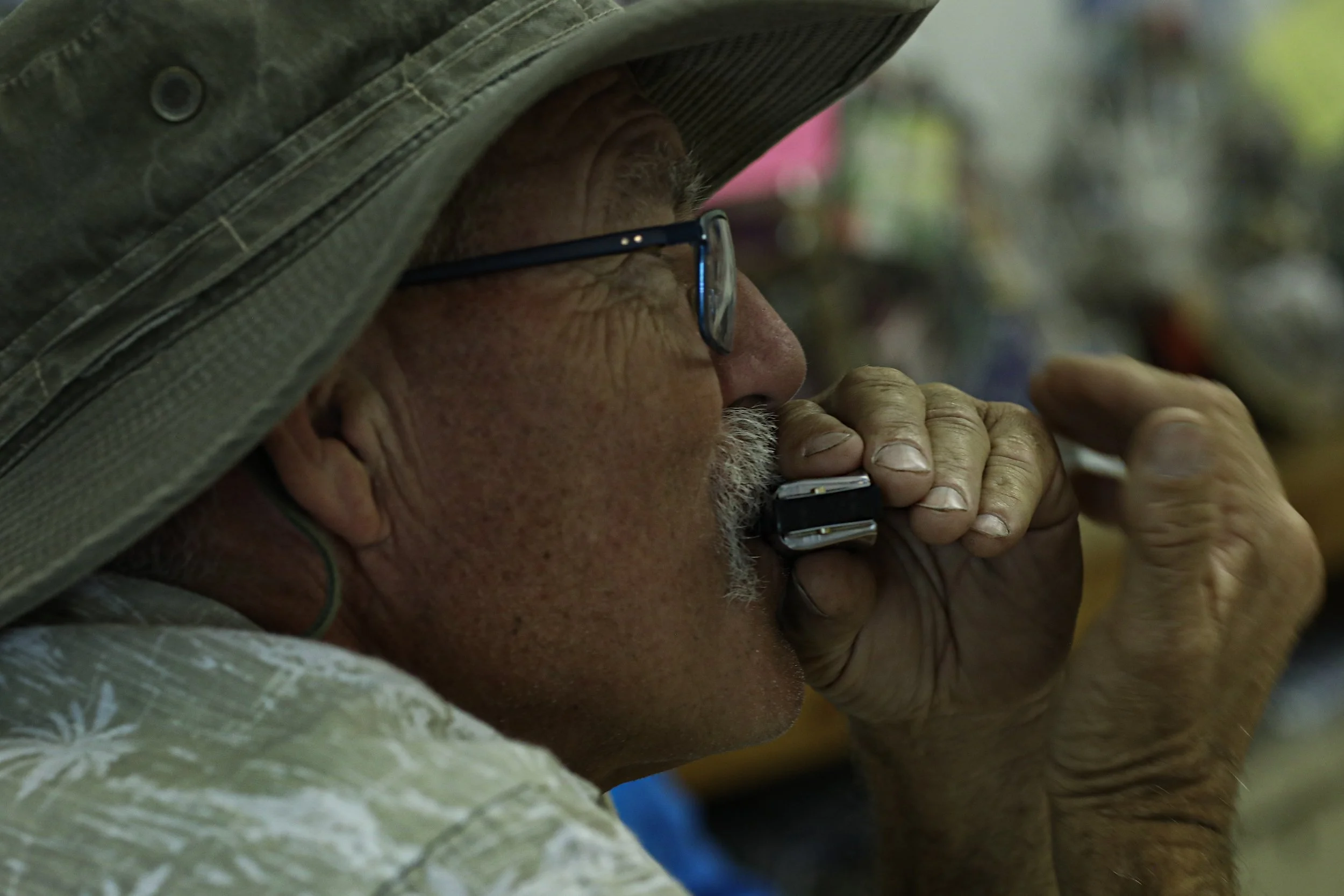 The Festival offered a beginning class and an intermediate class for harmonica players.