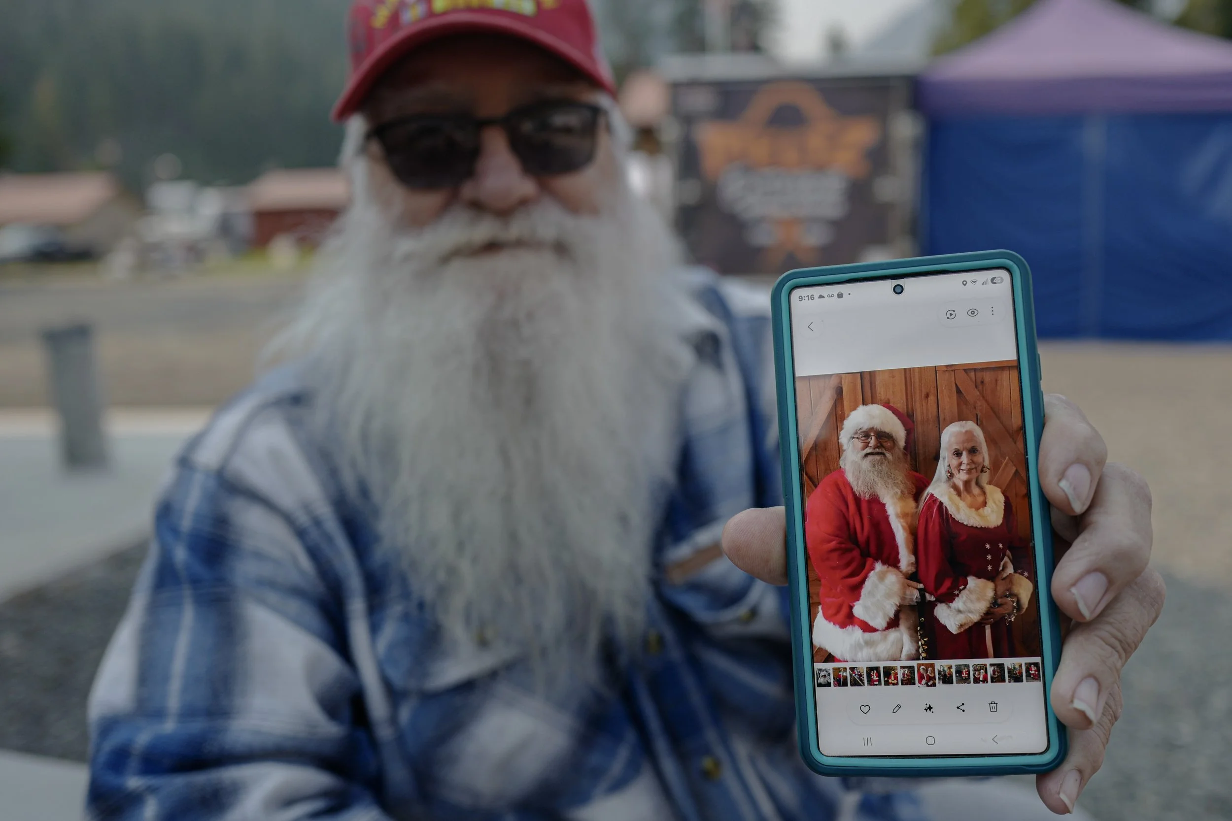 Steve Wogtesch travelled over 400 miles in an eight hour drive from Sand Point, Idaho for his first visit to the festival. Wogtesch and his wife preform Santa Claus gigs during the Christmas season.