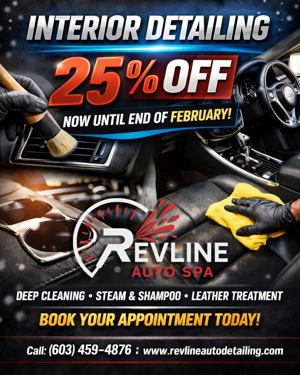 🚗✨ 25% OFF Interior Detailing &ndash; Limited Time! ✨🚗

Revline Auto Spa is offering 25% OFF all interior detailing services now through the end of February!
Salt, sand, spills, stains &mdash; winter takes a toll on your interior. Let us bring it b