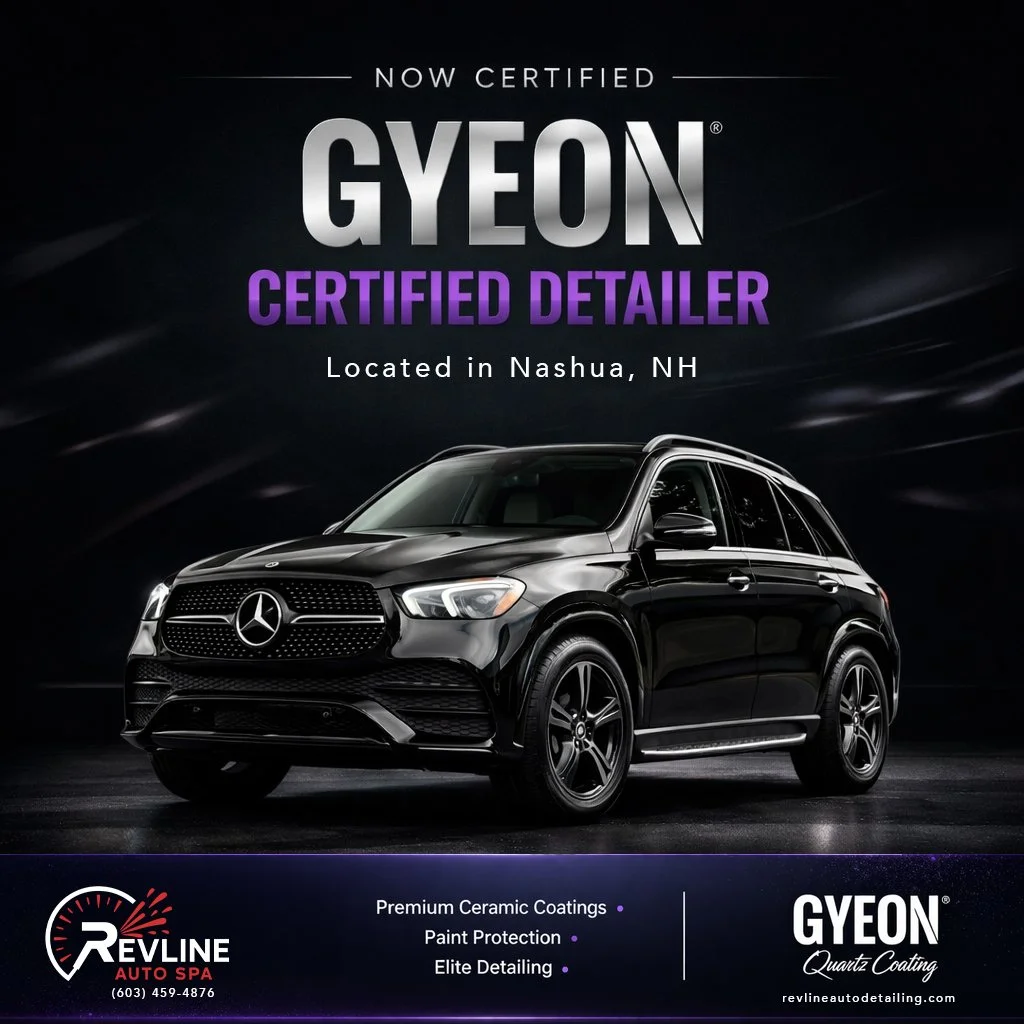 🚨 BIG ANNOUNCEMENT 🚨
Revline Auto Spa is officially a GYEON Certified Detailer 🔥
This means we now offer some of the highest-level ceramic coating technology in the industry, backed by professional-only products, advanced installation methods, and