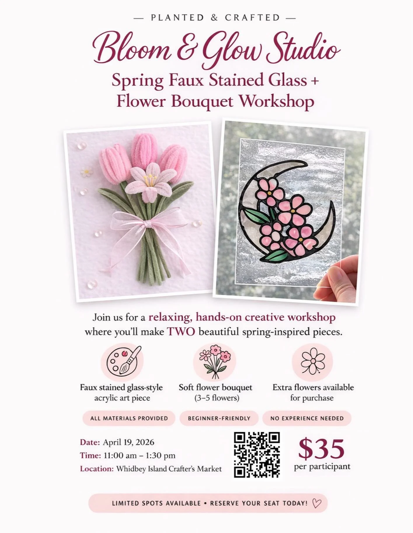 Spring Faux Stained Glass + Flower Bouquet Workshop - April 19th