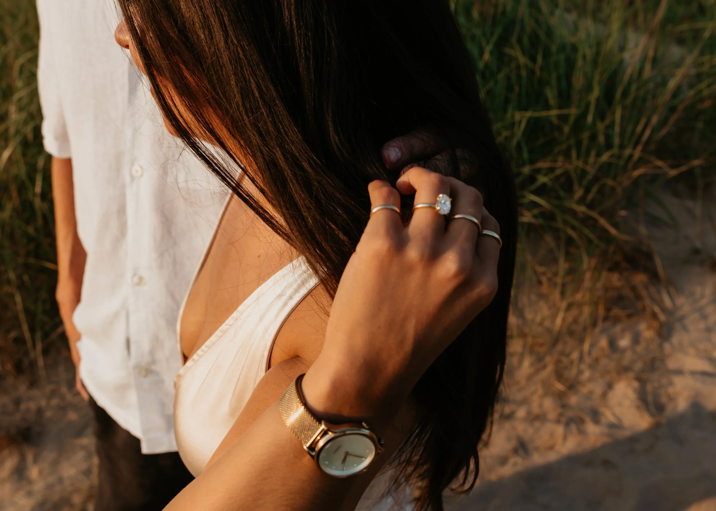 Grand Beach Engagement Ring Detail by Julia Brown Photo
