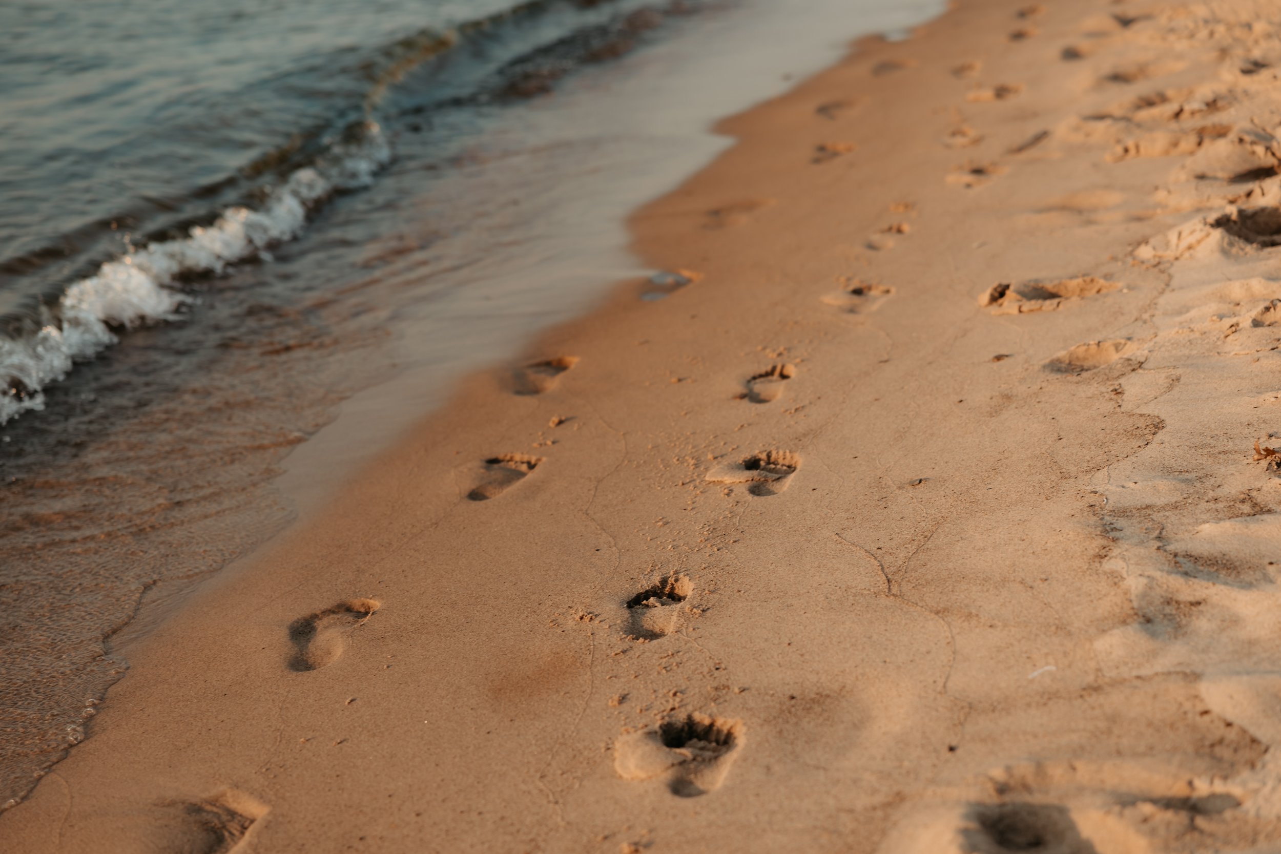 Grand Beach Shoreline Footprints Detail by Julia Brown Photo