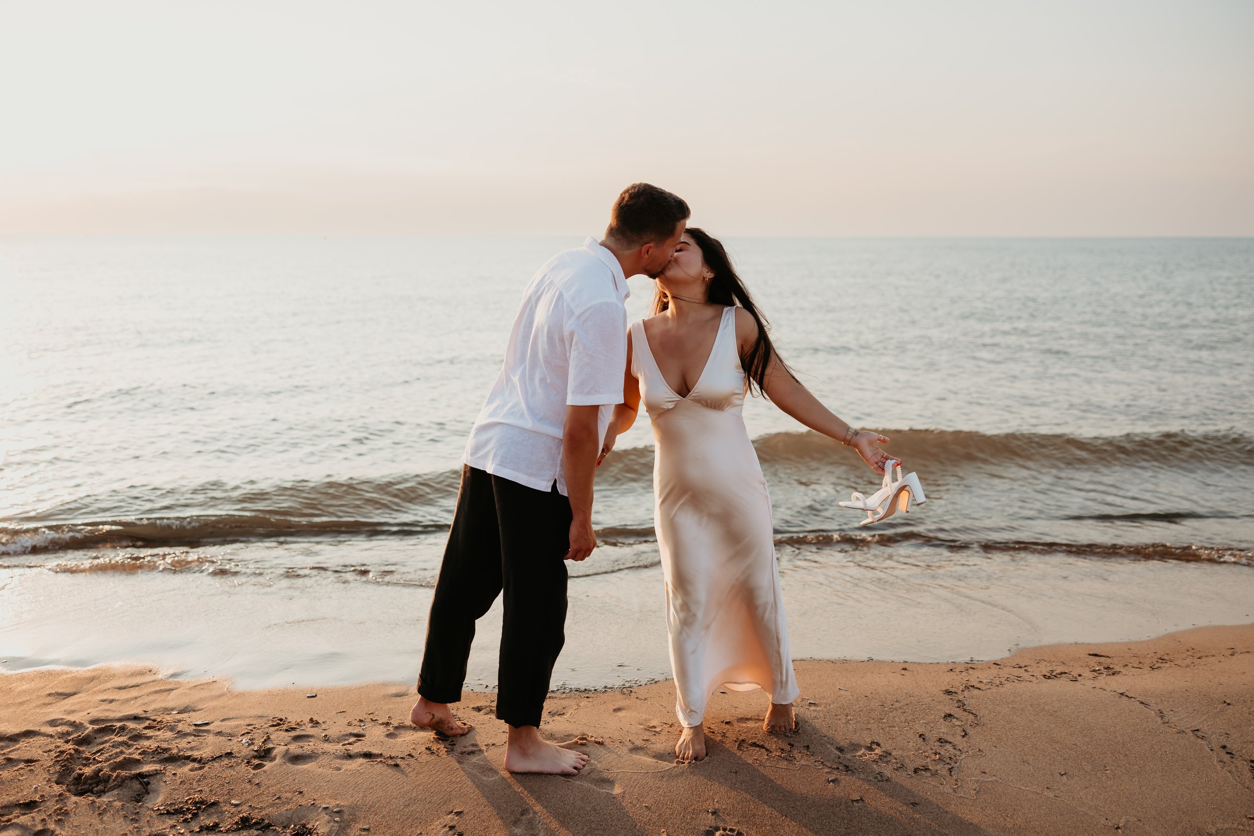 Kissing at the Water's Edge on Lake Michigan
