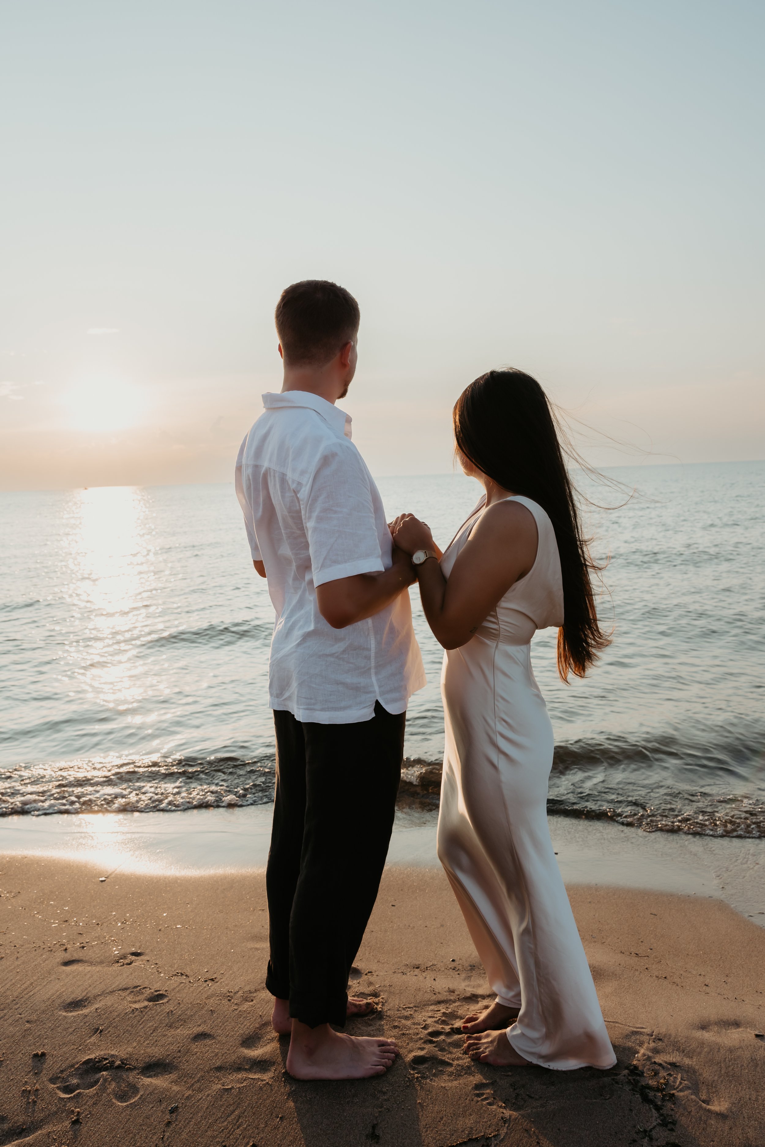 Sunset Beach Engagement Portrait at Grand Beach