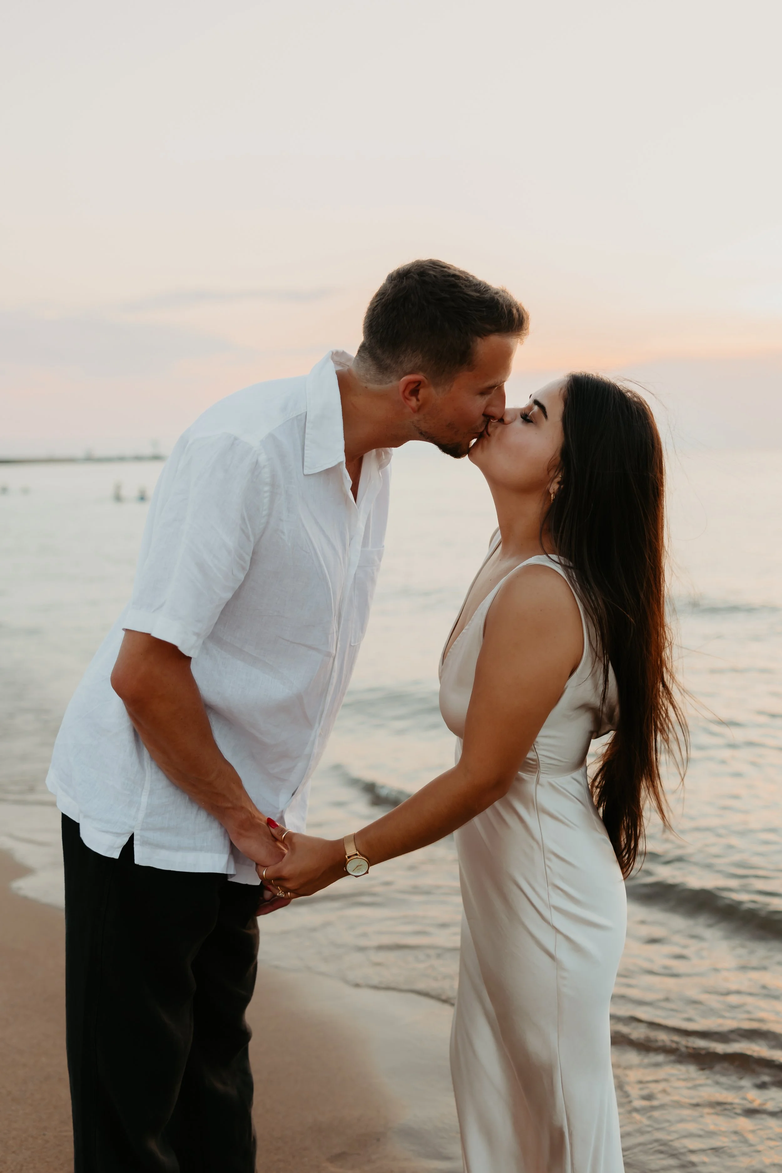 Michigan Beach Engagement Photos at Sunset