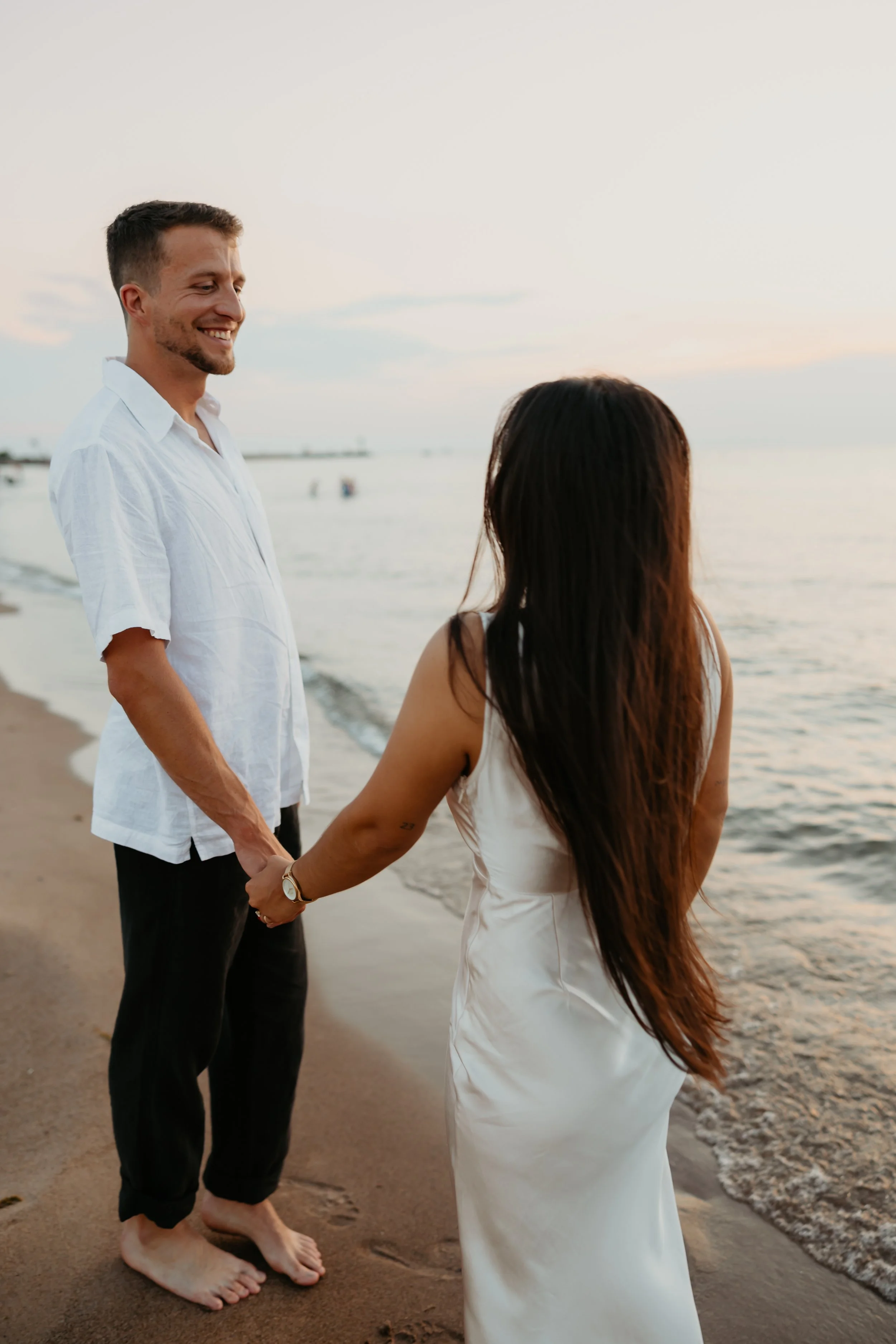 Lake Michigan Engagement Portrait