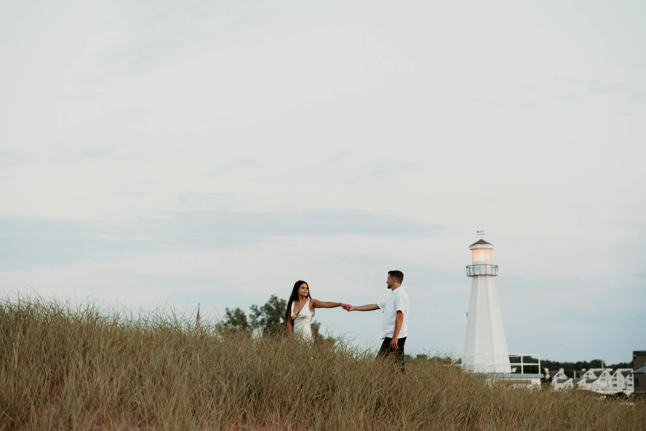 Grand Beach Lighthouse Engagement Photos