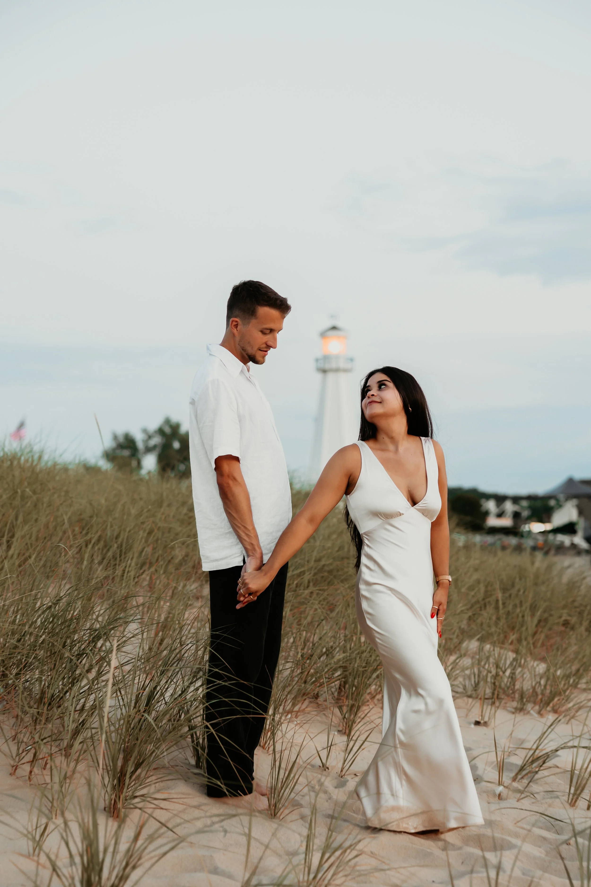 Editorial Engagement Portrait at Grand Beach Lighthouse