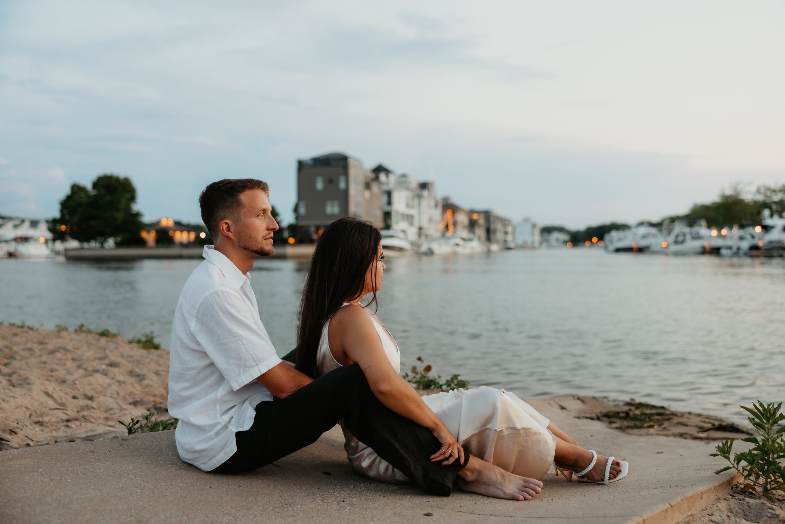 Waterfront Engagement Portrait in New Buffalo, Michigan