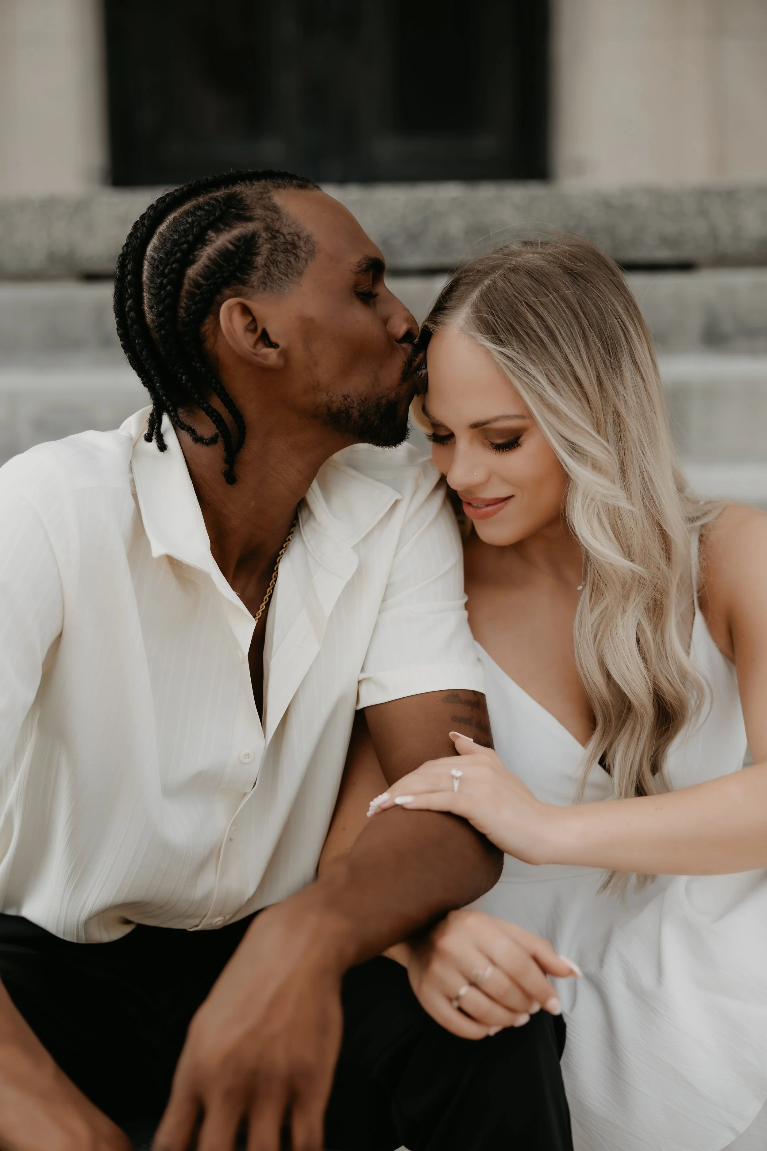 Candid Engagement Portrait at the Dayton Art Institute