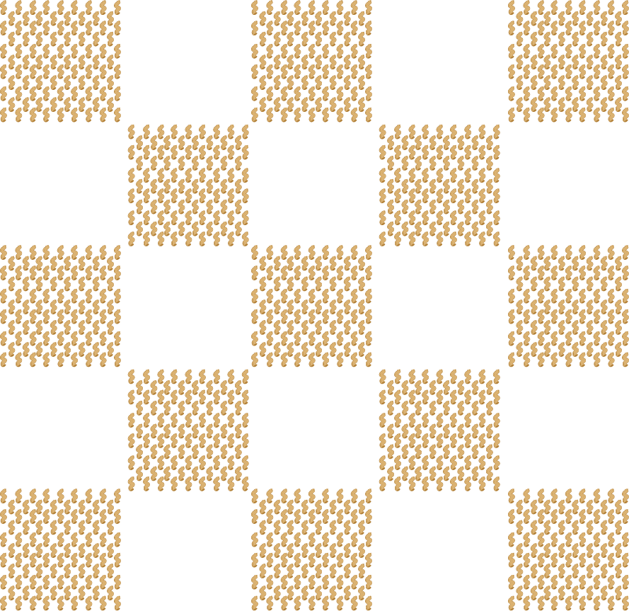 Black background with a checkerboard pattern of beige and black squares, where beige squares contain small, repeating beige arrow shapes.