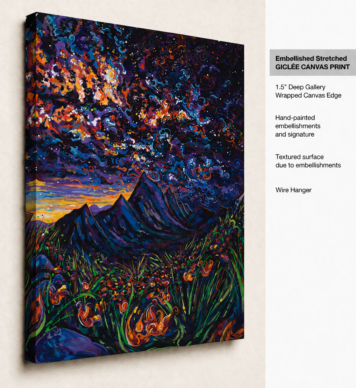 Mountain Cosmos Starry Night Painting by Emily Dwan