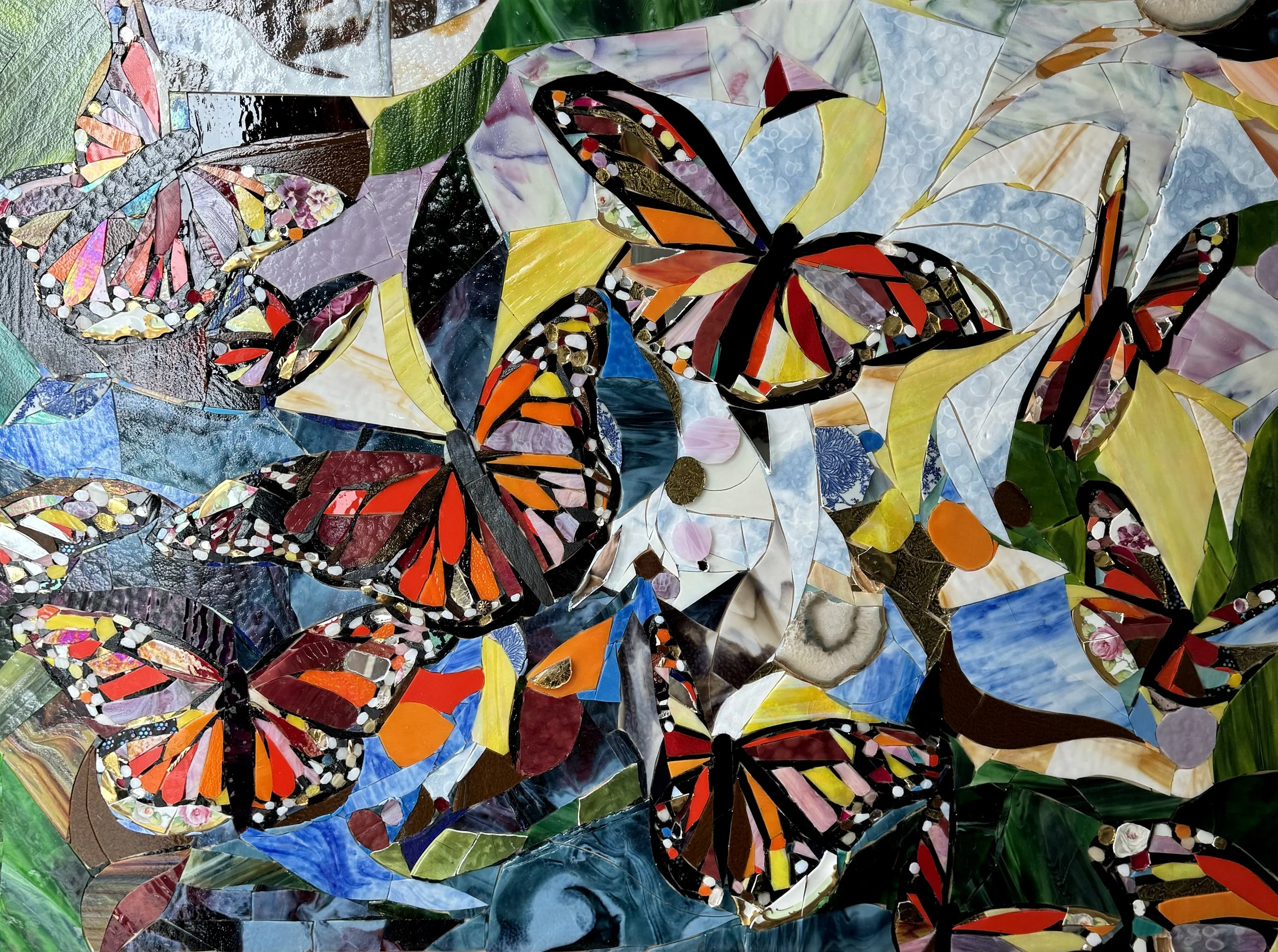 Metamorphosis Butterfly Stained Glass Mosaic 36X48"