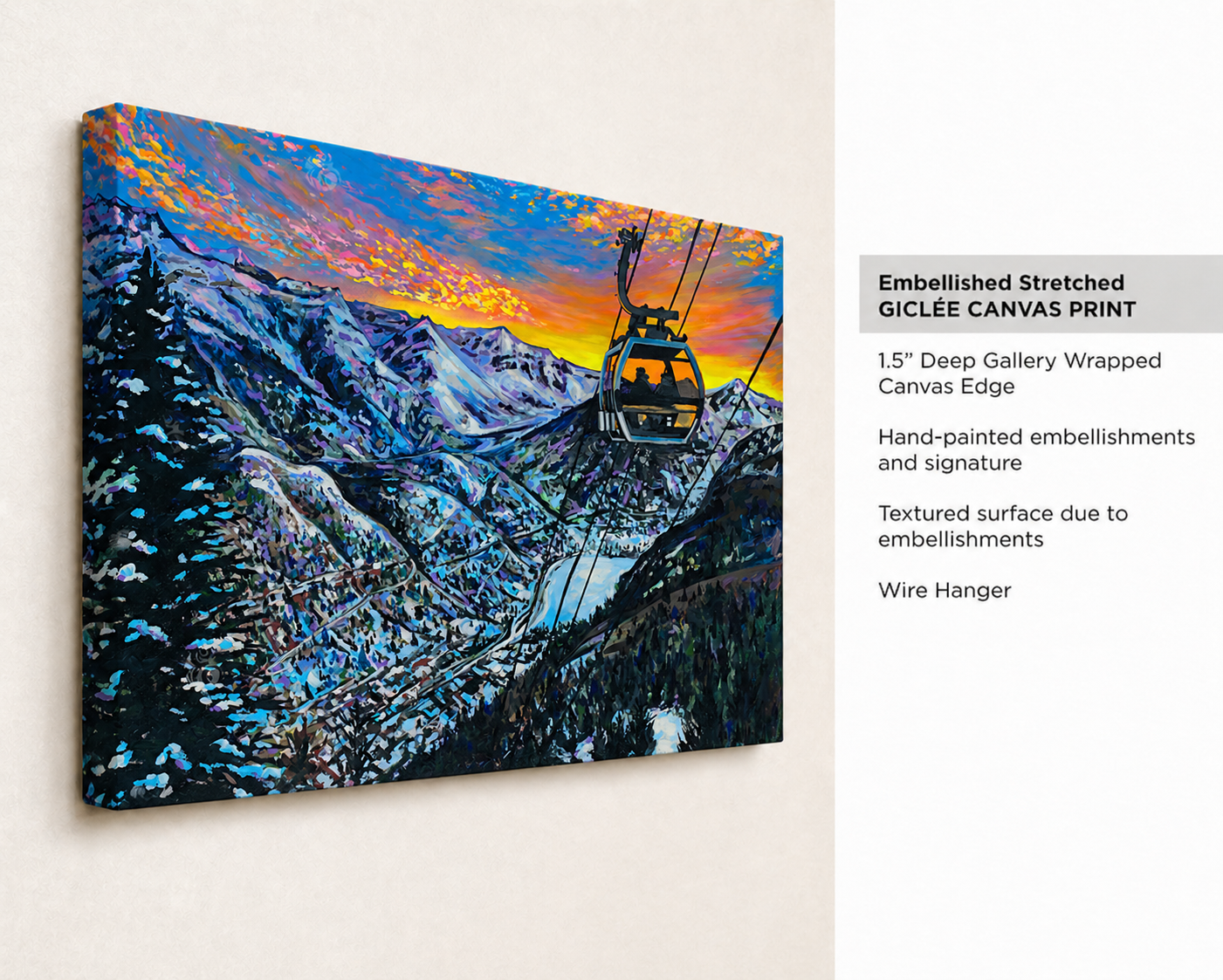 Telluride Winter Gondola Sunset Fine Art Paiting Emily Dwan