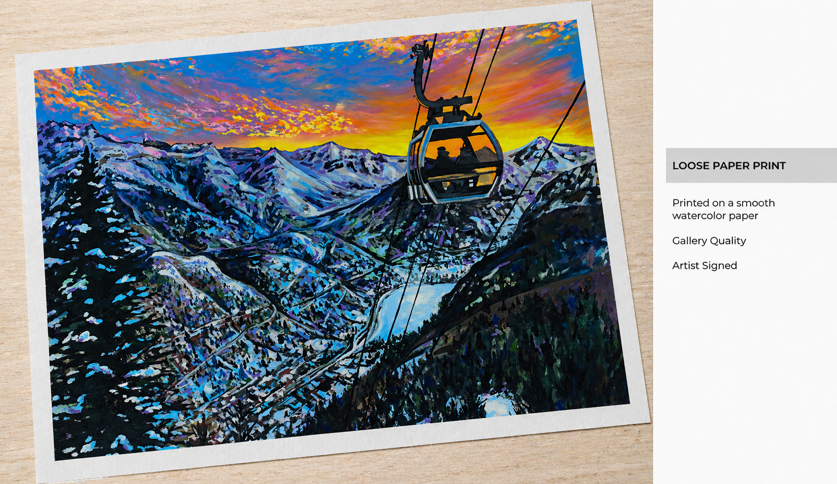 Telluride Winter Gondola Sunset Fine Art Paiting Emily Dwan