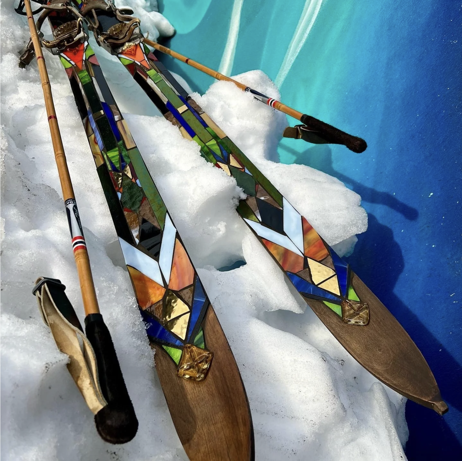 Mosaic Antique Skis by EMILY DWAN