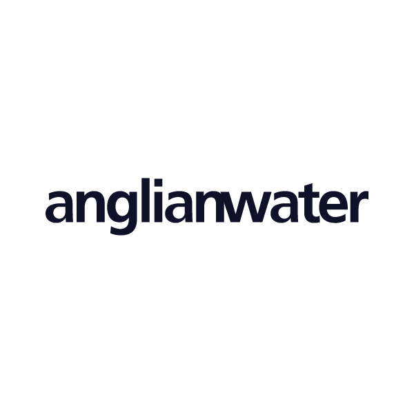 Logo with a dove and the word 'angliamwater' beneath it.