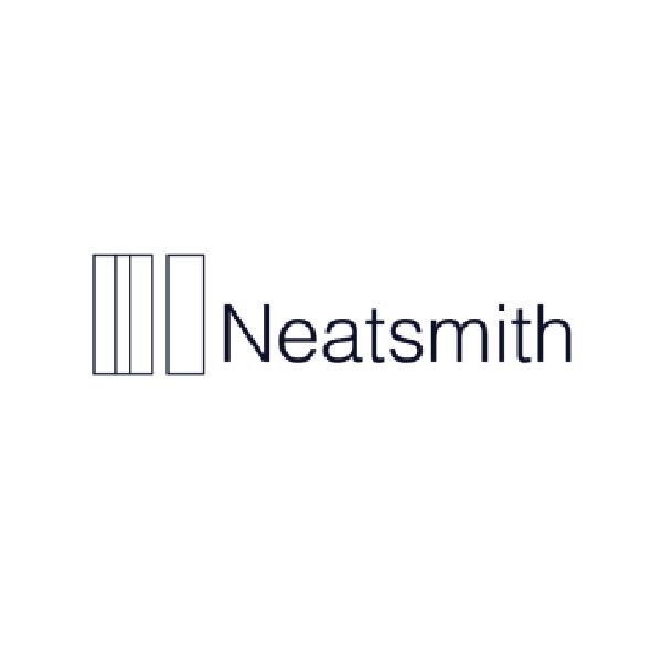 Neatsmith logo with stylized bookshelf icon and company name.