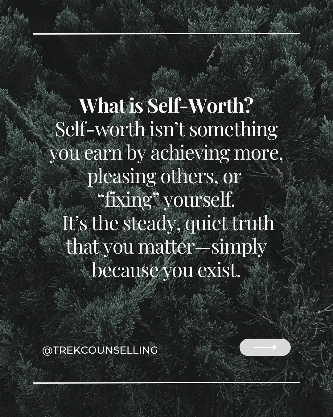 Your worth isn&rsquo;t conditional.
It isn&rsquo;t something you have to prove, hustle for, or continually earn.
It&rsquo;s already within you&mdash;steady, quiet, and often overshadowed by old stories about who you &ldquo;should&rdquo; be.

Therapy 