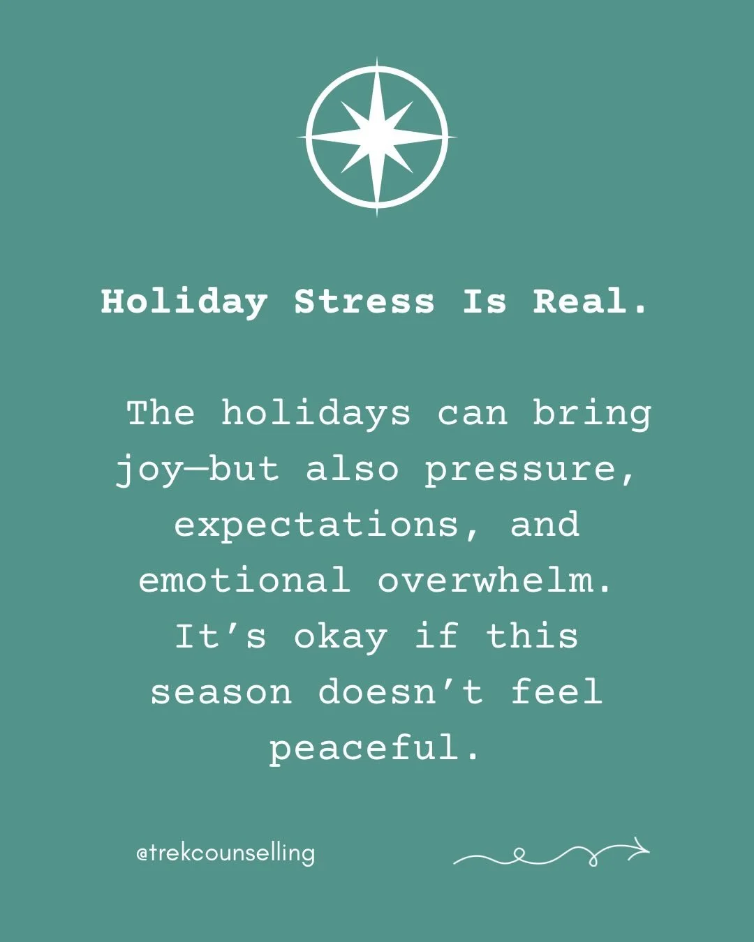 The holidays can stir up mixed emotions. Even moments of joy can coexist with fatigue, pressure, or longing.
At Trek Counselling, we help you create space for both&mdash;honouring your limits, clarifying your values, and finding steadier ways to move