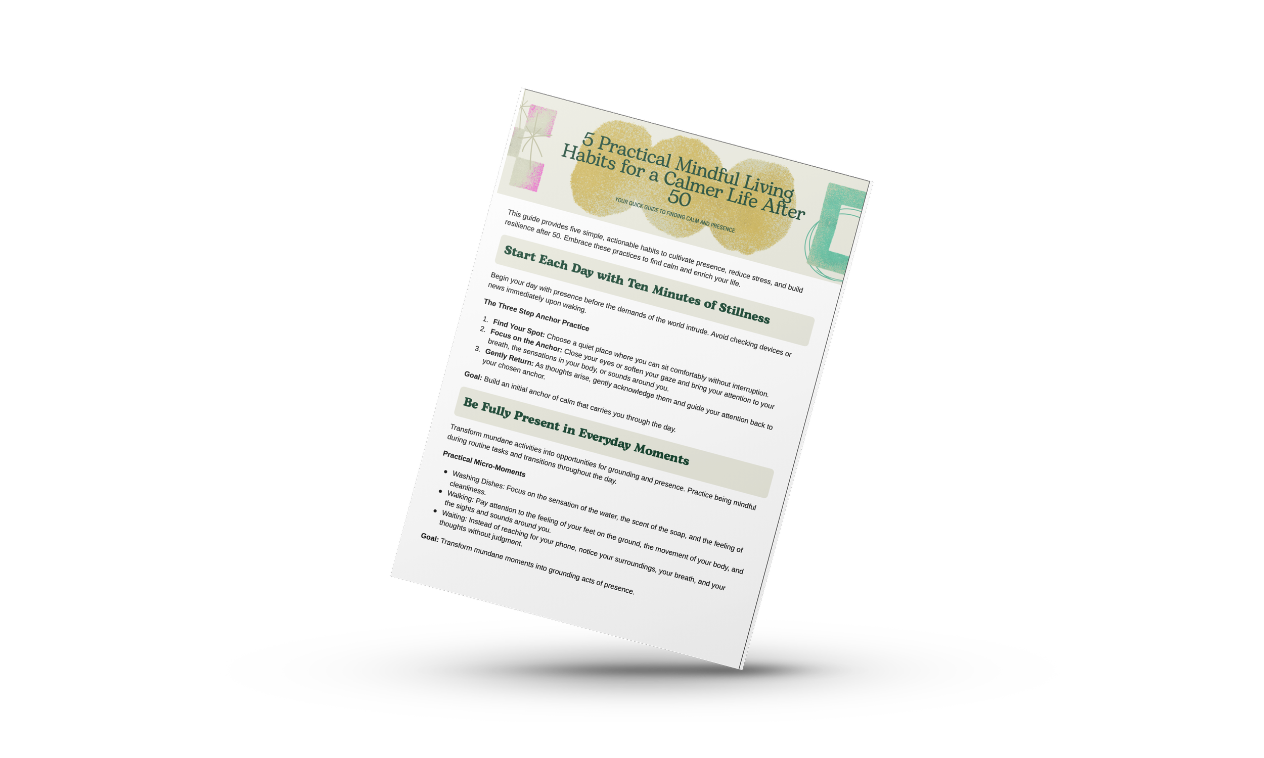 mockup of the mindfuln living habits checklist