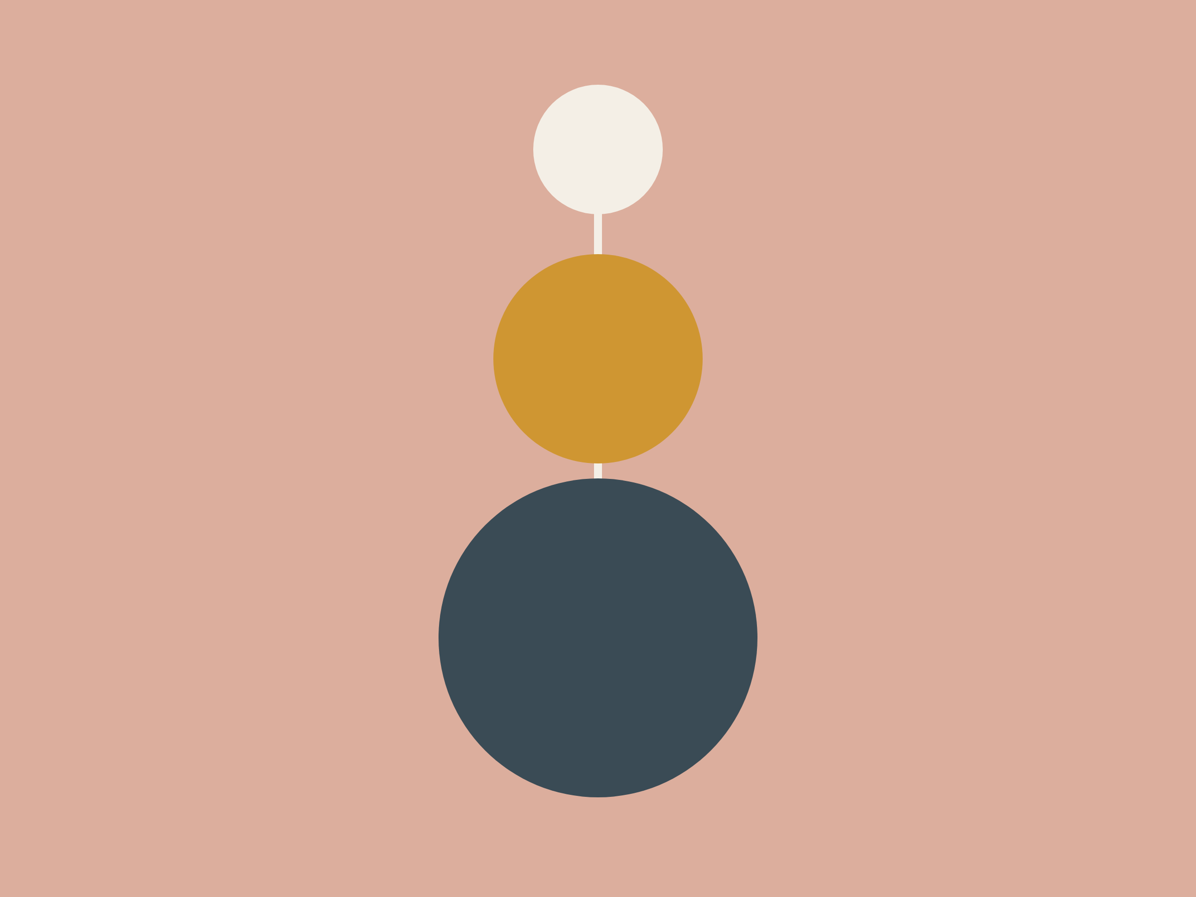 Three connected circles stacked from small to large, a picture of steady foundations