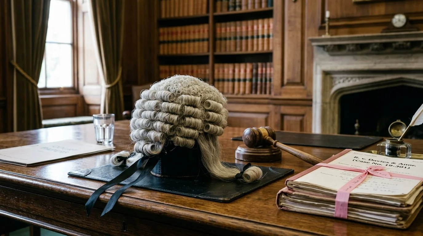 A barristers wig on a table representing dreams not followed
