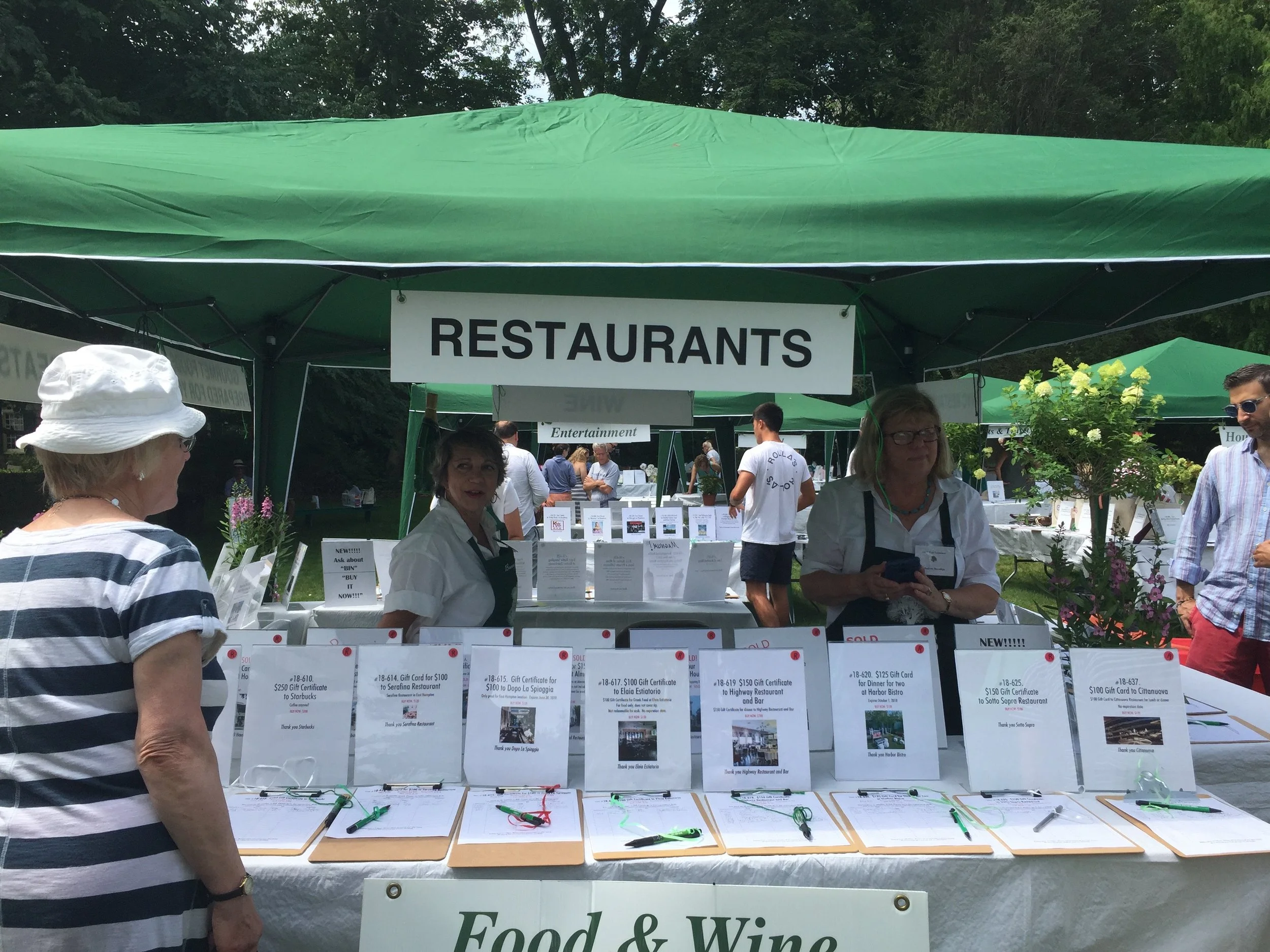 LVIS Fair Auction booth for restaurants