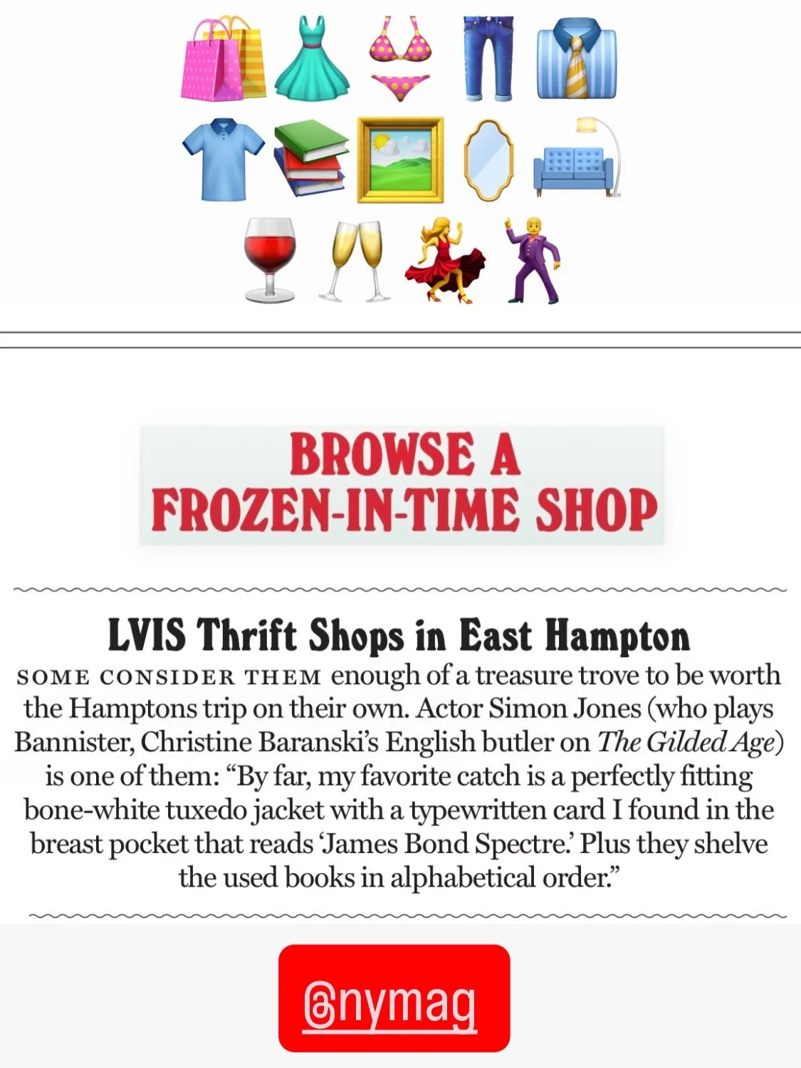 🛍️LVIS🛍️ The secret&rsquo;s officially out @nymag 💋 Shopping in the Hamptons @lvisthriftshops in East Hampton is no longer a secret! Shops Open 10-5, Tues-Sat (annex &amp; furniture barn open 10-4) ☘️Stop by and check out what everyone&rsquo;s fav