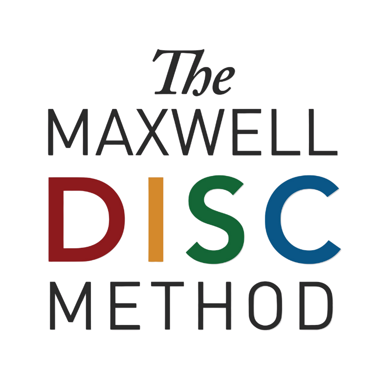 Colorful text that says "The Maxwell DISC Method" with each word in a different color.