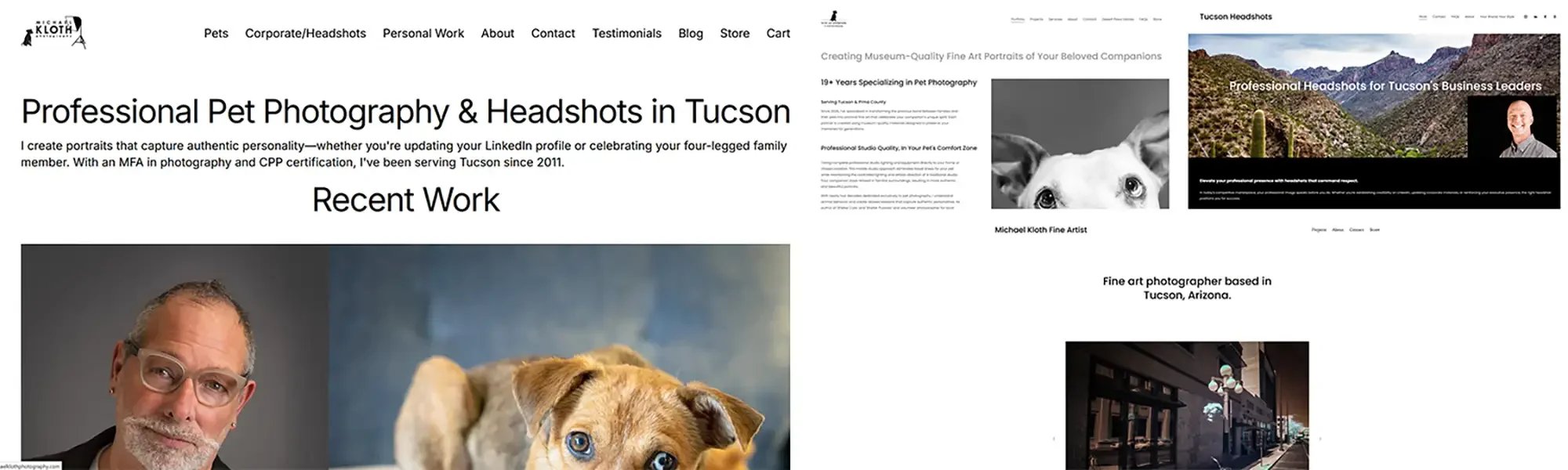 New website compared to three past websites