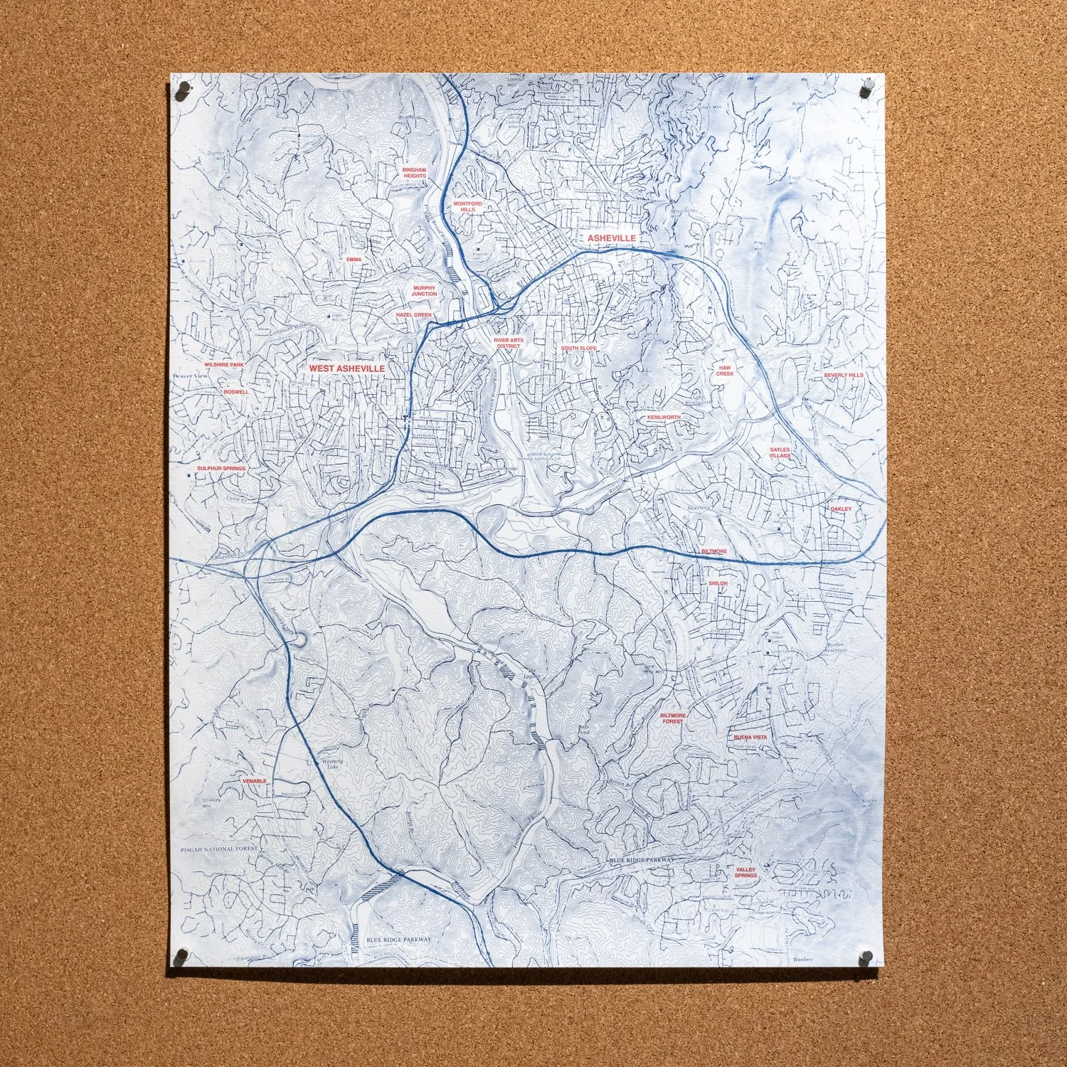 Asheville Neighborhoods Topographic Map