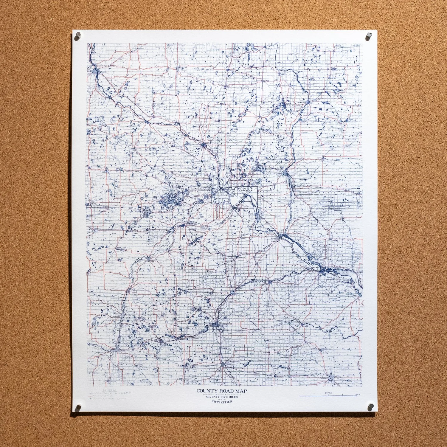 Twin Cities County Road Map - 1919